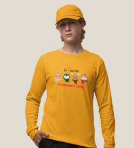 Animal Christmas Party: Unique DesignerFull Sleeve T-shirt Yellow Best Gift For Boys Girls