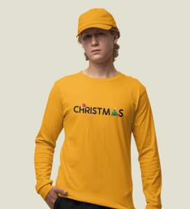 Christmas Time : Unique PrintedFull Sleeve T-shirt Yellow Best Gift For Boys Girls