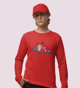 Santa On Break: Funny DesignedFull Sleeve T-shirt Red Best Gift For Secret Santa