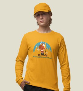Biker Santa: Best DesignerFull Sleeve T-shirt For Christmas Yellow Unique Gift For Boys Girls