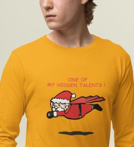 Super Santa: Unique DesignerFull Sleeve T-shirt Yellow Best Gift For Boys Girls