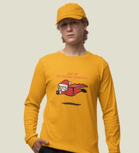 Super Santa: Unique DesignerFull Sleeve T-shirt Yellow Best Gift For Boys Girls