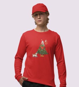 Poor Santa: Cute DesignerFull Sleeve T-shirte Red Best Gift For Boys Girls