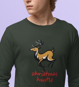 Busy Reindeer: Best DesignerFull Sleeve T-shirt Green Best Gift For Boys Girls