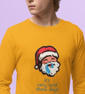 Sneezy Santa: Funny & Cute DesignerFull Sleeve T-shirt Yellow Perfect Gift For Secret Santa