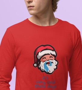 Find The Santa: Cute DesignerFull Sleeve T-shirt For Kids Red Best Gift For Kids