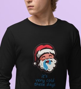 Sneezy Santa: Funny & Cute DesignerFull Sleeve T-shirt Black Perfect Gift For Secret Santa