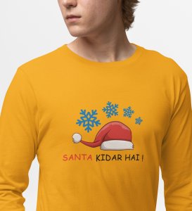 Where Did Santa Go?: Best DesignerFull Sleeve T-shirt Yellow Best Gift For Boys Girls