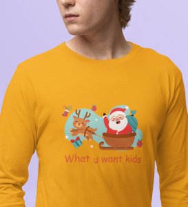 Santa's Sledge: Most Liked DesignedFull Sleeve T-shirt Yellow Best Gift For Boys Girls