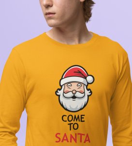 Santa Is Calling: DesignerFull Sleeve T-shirt Yellow Best Gift For Boys Girls
