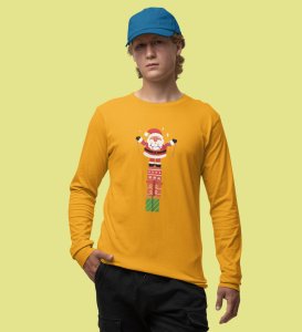 Santa With His Gifts: Most Uniquely DesignedFull Sleeve T-shirt Yellow Best Gift For Boys Girls