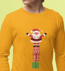 Santa With His Gifts: Most Uniquely DesignedFull Sleeve T-shirt Yellow Best Gift For Boys Girls