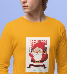 Angry Young Santa: Cute Santa DesignedFull Sleeve T-shirt Yellow Unique Gift For Secret Santa