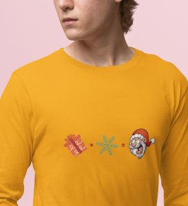 Gift + Winter = Santa: Unique DesignedFull Sleeve T-shirt Yellow Best Gift For Christmas Eve