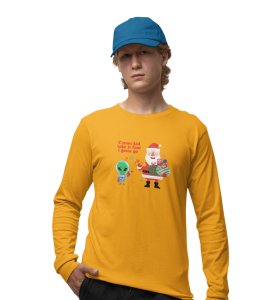 Santa & Alien's Talk: Best DesignerFull Sleeve T-shirt Yellow Best Gift For Boys Girls
