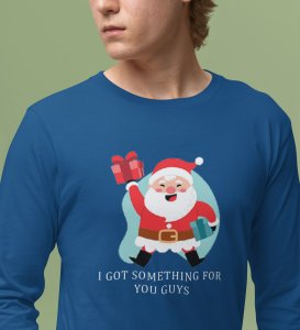 Christmas Bells With Santa's Gift: Best DesignedFull Sleeve T-shirt Blue Unique Gift For Secret Santa