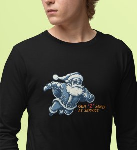 Gen-Z Santa At Service: Best DesignedFull Sleeve T-shirt Black Most Liked Gift For Boys Girls