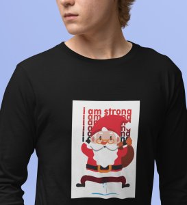 Angry Young Santa: Cute Santa DesignedFull Sleeve T-shirt Black Unique Gift For Secret Santa