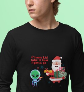 Santa & Alien's Talk: Best DesignerFull Sleeve T-shirt Black Best Gift For Boys Girls