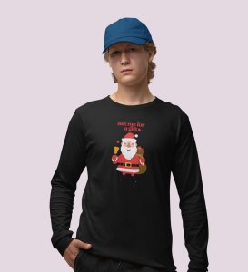 Generous Santa: Elegantly DesignedFull Sleeve T-shirt Black Best Gift For Boys Girls