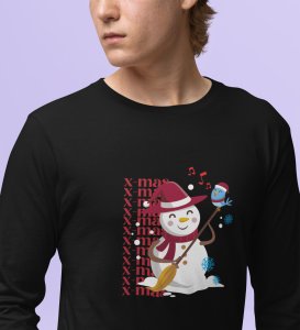 Snowman Sings: Beautifully CraftedFull Sleeve T-shirt Black Perfect Gift For Secret Santa