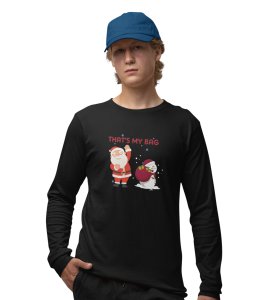 Cranky Little Santa: Funny DesignerFull Sleeve T-shirt Black Best Gift For Boys Girls