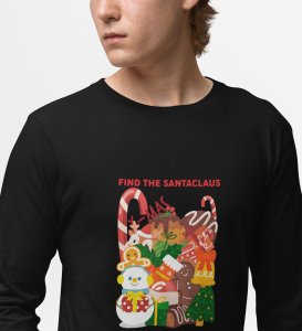 Missing Santa: Mysterious DesignedFull Sleeve T-shirt Black Unique Gifts For Secret Santa