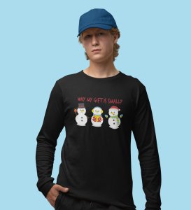 Snowman Talks: Cute DesignerFull Sleeve T-shirt Black Best Gift For Boys Girls