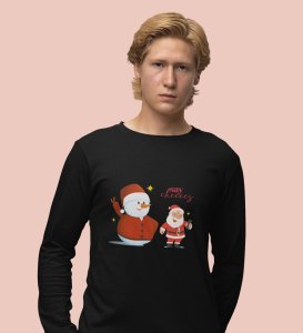 Selfie Santa: Cute DesignerFull Sleeve T-shirt Black Elegant Gift For Kids