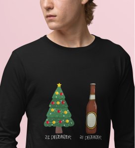 Christmas Cheer Later Chilled Beer: Humorously DesignedFull Sleeve T-shirt Black Perfect Gift For Secret Santa