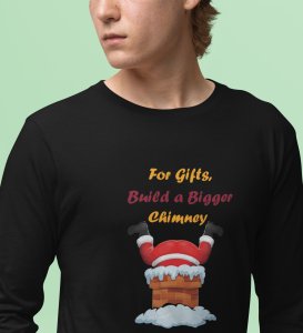 Big Chimney Bigger Gifts: Revamp your Joy withBlack Cutest SantaFull Sleeve T-shirt, Best Gift For Boys Girls