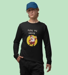 Kung Fu Santa: PerfectFull Sleeve T-shirt For Secret SantaBlack Best Gift For Boys Girls