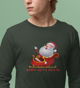 Lovely Santa: Cute And Beautiful DesignedFull Sleeve T-shirt Green Best Gift For Boys Girls