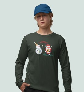 Snowman Chatters: Funny DesignedFull Sleeve T-shirt Green Best Gift For Boys Girls