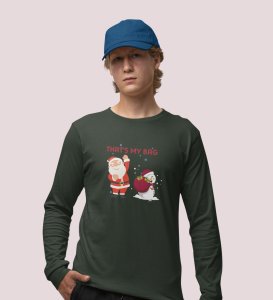 Cranky Little Santa: Funny DesignerFull Sleeve T-shirt Green Best Gift For Boys Girls