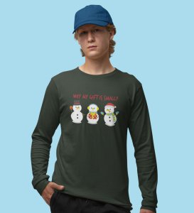 Snowman Talks: Cute DesignerFull Sleeve T-shirt Green Best Gift For Boys Girls