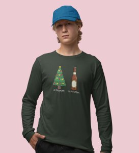 Christmas Cheer Later Chilled Beer: Humorously DesignedFull Sleeve T-shirt Green Perfect Gift For Secret Santa