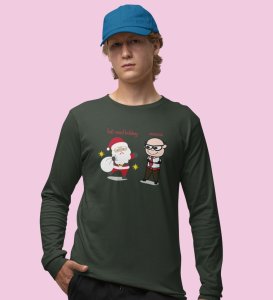 Corporate Santa: Funny DesignedFull Sleeve T-shirt Green Best Gift For Secret Santa