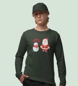 Sneezy Santa: Funny & Cute DesignerFull Sleeve T-shirt Green Perfect Gift For Secret Santa