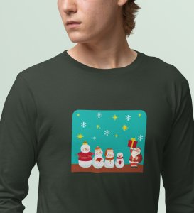 Santa's Squad: Cute DesignedFull Sleeve T-shirt Green Perfect Gift For kids