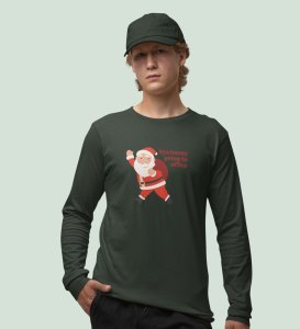 Employed Santa: Best DesignerFull Sleeve T-shirt Green Best Gift For Secret Santa