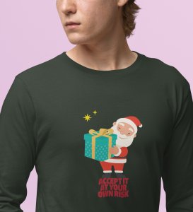 Gift Man Santa: Perfectly DesignedFull Sleeve T-shirt Green Best Gift For Boys Girls