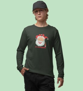 Drunkard Santa : Amazingly DesignedFull Sleeve T-shirt Green Best Gift For Christmas Celebration