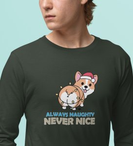 Notorious Corgi: Funny Doggie DesignedFull Sleeve T-shirts Green Best Gift For Boys Girls