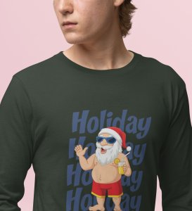 Santa On VactionFull Sleeve T-shirt: Exclusive Gift For Boys GirlsGreen Cool SantaFull Sleeve T-shirt, A Perfect Gift For Secret Santa