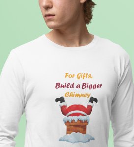 Big Chimney Bigger Gifts: Revamp your Joy withWhite Cutest SantaFull Sleeve T-shirt, Best Gift For Boys Girls