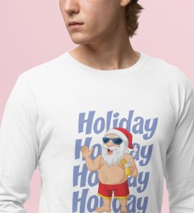 Santa On VactionFull Sleeve T-shirt: Exclusive Gift For Boys GirlsWhite Cool SantaFull Sleeve T-shirt, A Perfect Gift For Secret Santa
