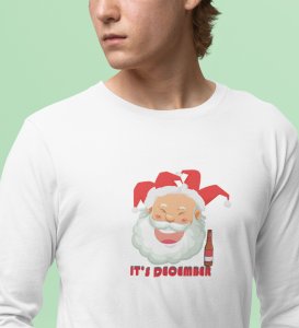 Drunkard Santa : Amazingly DesignedFull Sleeve T-shirt White Best Gift For Christmas Celebration