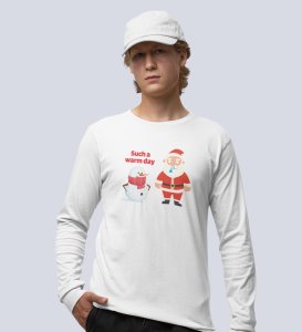 Sneezy Santa: Funny & Cute DesignerFull Sleeve T-shirt White Perfect Gift For Secret Santa