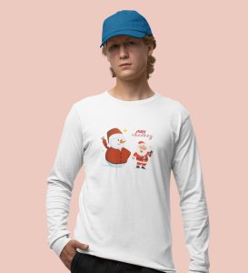 Selfie Santa: Cute DesignerFull Sleeve T-shirt White Elegant Gift For Kids